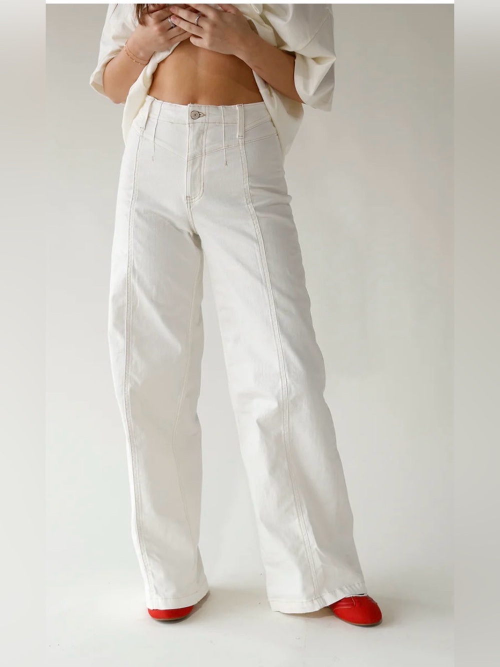 Free People Libre Wide Leg Jeans White Size 28 Brand New With Tags